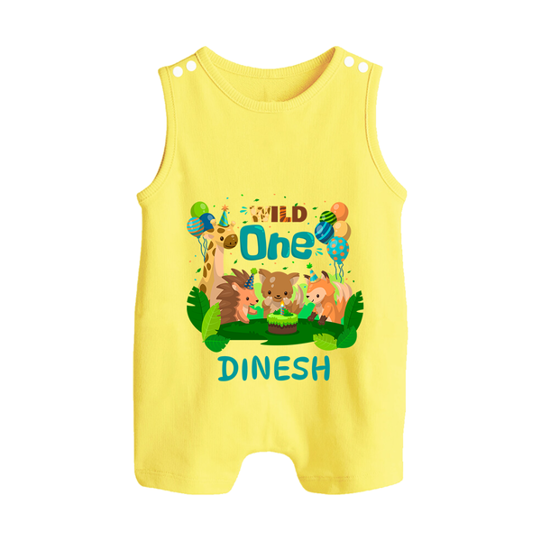 1 Month Baby Romper Suit/ Sleeveless Romper | Custom Name Romper Suit/ Sleeveless Romper | Soft Cotton - PASTEL YELLOW - 0 - 5 Months Old (Chest 18")