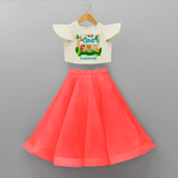 Celebrate The 1st Birthday With Wild Theme - Personalized Birthday Crop Top And Skirt With Customized Name - RED - 6 - 9 Months Old (Chest 20" , Frock Waist 20")