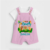 1 Month Baby Dungaree Set | Custom Name Dungaree Set | Soft Cotton - BABY PINK - 0 - 5 Months Old (Chest 18")