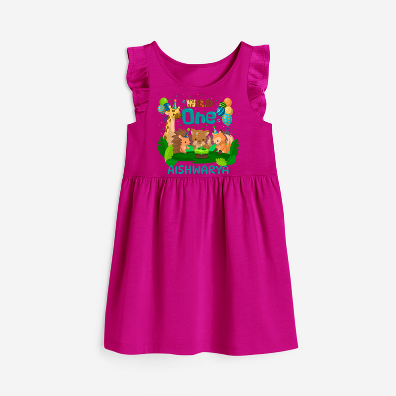 Celebrate The 1st Birthday "Wild One" with Personalized Frock - HOT PINK - 0 - 6 Months Old (Chest 18")