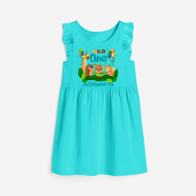 Celebrate The 1st Birthday "Wild One" with Personalized Frock - LIGHT BLUE - 0 - 6 Months Old (Chest 18")