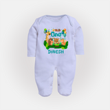 1 Month Baby Full Sleeve Bodysuit/ Sleep Suit/ Jumpsuit | Custom Name Full Sleeve Bodysuit/ Sleep Suit/ Jumpsuit | Soft Cotton - BABY BLUE - New Born (Chest 7.5")