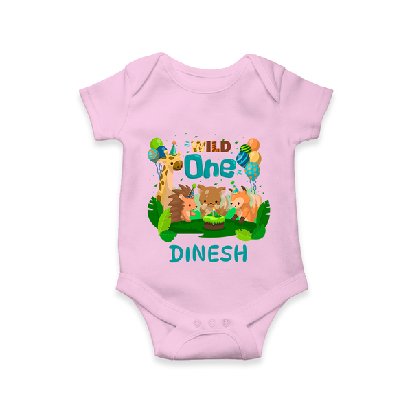 1 Month Baby Bodysuit | Custom Name Romper | Soft Cotton Onesie - BABY PINK - New Born (Chest 14")