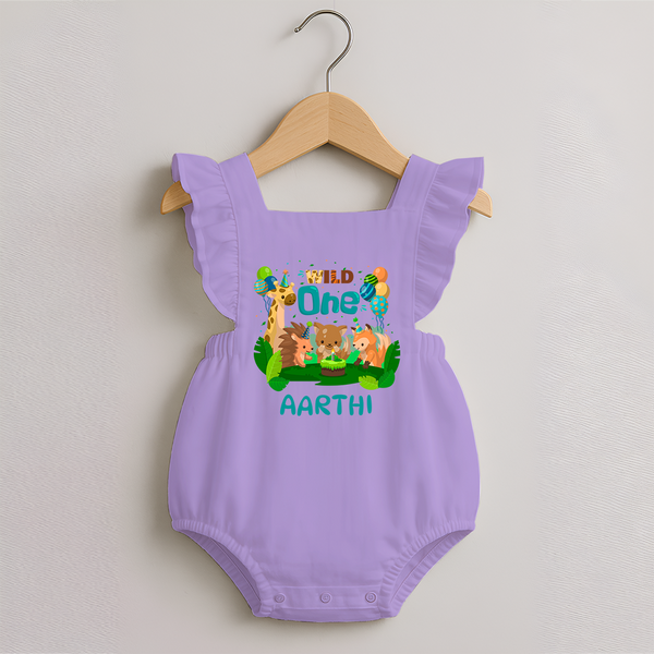 1 Month Baby Romper Frock | Custom Name Romper Frock | Soft Cotton - LILAC - 0 - 3 Months Old (Chest 19")