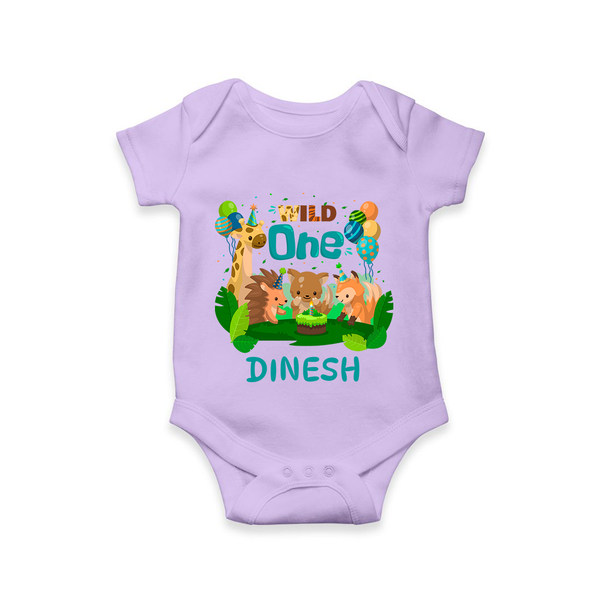 1 Month Baby Bodysuit | Custom Name Romper | Soft Cotton Onesie - LILAC - New Born (Chest 14")