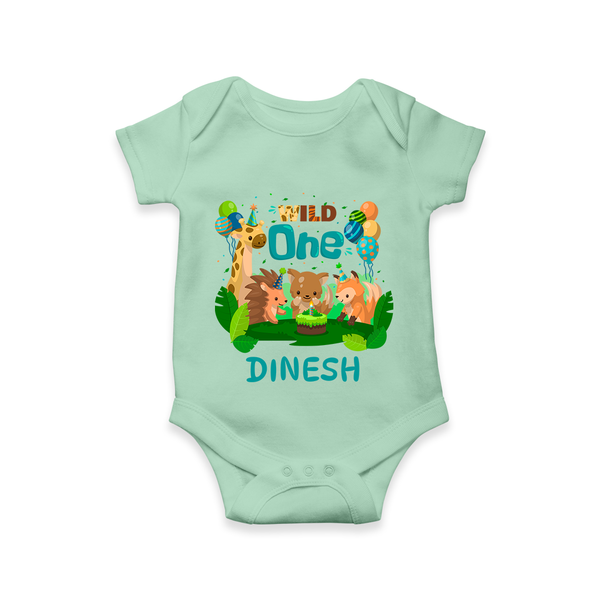 1 Month Baby Bodysuit | Custom Name Romper | Soft Cotton Onesie - MINT GREEN - New Born (Chest 14")