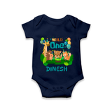 1 Month Baby Bodysuit | Custom Name Romper | Soft Cotton Onesie - NAVY BLUE - New Born (Chest 14")