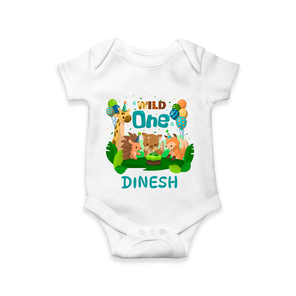 1 Month Baby Bodysuit | Custom Name Romper | Soft Cotton Onesie - WHITE - New Born (Chest 14")