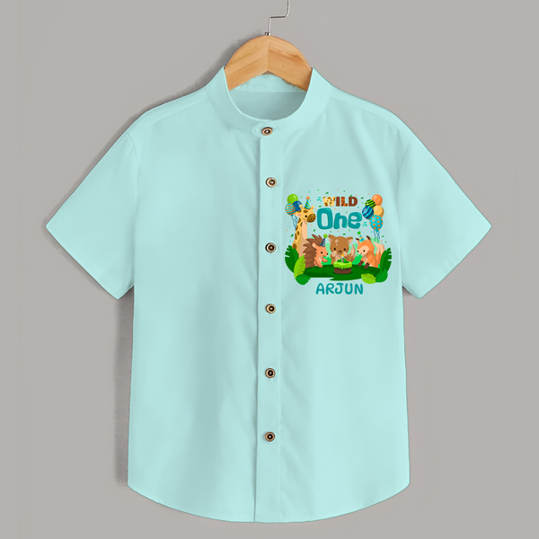 Celebrate The 1st Birthday "Wild One" with Personalized Shirt - AQUA GREEN - 0 - 6 Months Old (Chest 21")