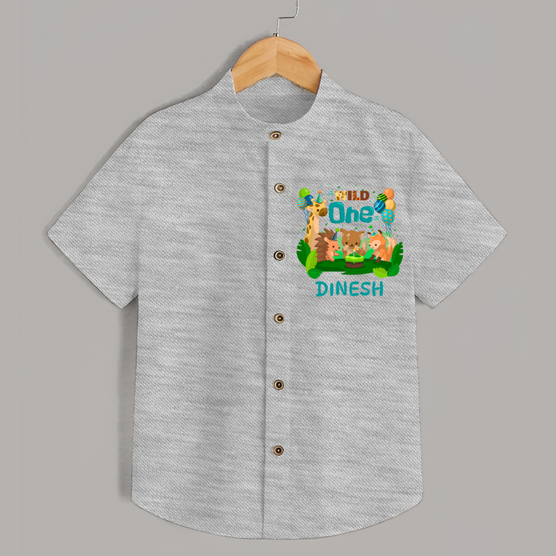 1 Month Baby Shirt | Custom Name Shirt | Soft Cotton - GREY - 0 - 6 Months Old (Chest 23")