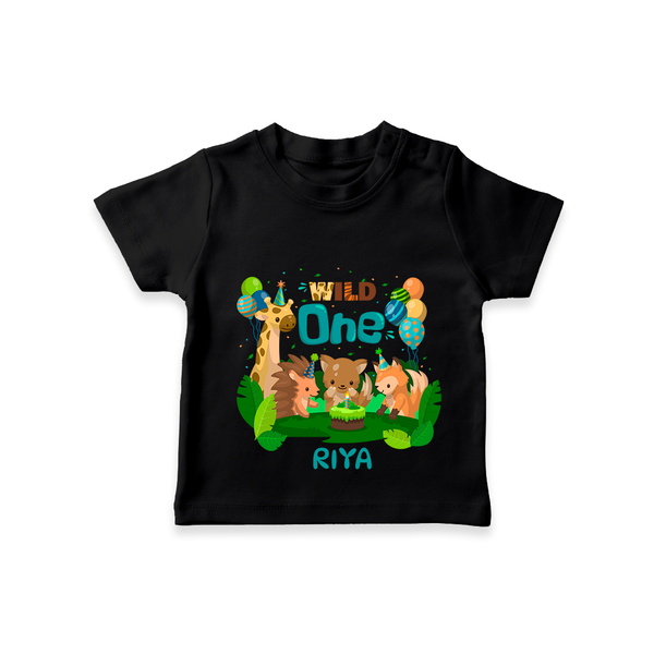 Celebrate The 1st Birthday "Wild One" with Personalized T-Shirt - BLACK - 1 - 2 Years Old (Chest 20")