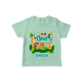 Celebrate The 1st Birthday With Wild Theme - Personalized Birthday T-Shirts With Customized Name - MINT GREEN - 0-5 Months Old (Chest 17")