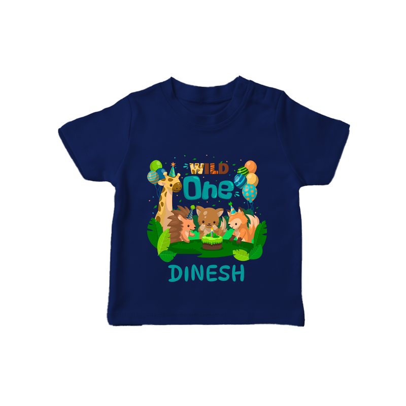 1 Month Baby T-Shirt | Custom Name T-Shirt | Soft Cotton - NAVY BLUE - 0-5 Months Old (Chest 17")