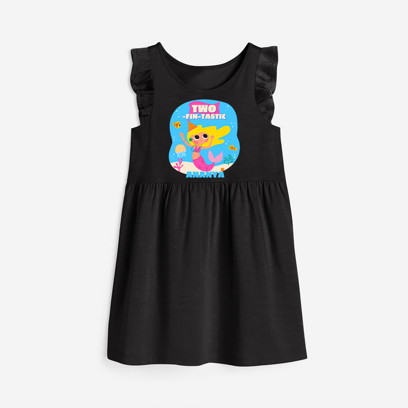 Celebrate The 2nd Birthday "Two-fin-tastic" with Personalized Frock - BLACK - 0 - 6 Months Old (Chest 18")