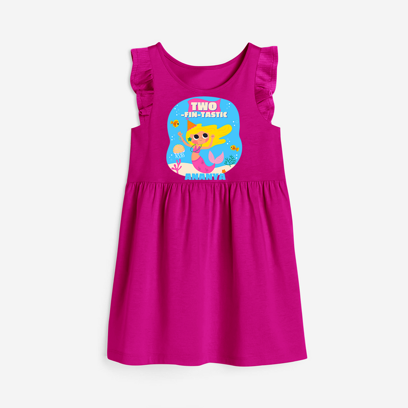 Celebrate The 2nd Birthday "Two-fin-tastic" with Personalized Frock - HOT PINK - 0 - 6 Months Old (Chest 18")