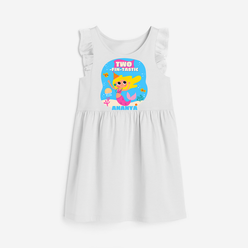 Celebrate The 2nd Birthday "Two-fin-tastic" with Personalized Frock - WHITE - 0 - 6 Months Old (Chest 18")