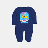 Newborn Full Sleeve Bodysuit/ Sleep Suit/ Jumpsuit for 2 Month | Customizable Full Sleeve Bodysuit/ Sleep Suit/ Jumpsuit | Ideal for Celebrations - NAVY BLUE - New Born (Chest 7.5")