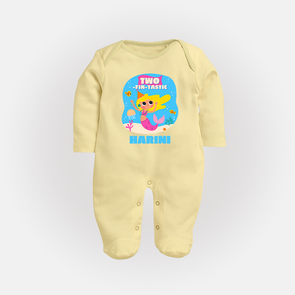 Newborn Full Sleeve Bodysuit/ Sleep Suit/ Jumpsuit for 2 Month | Customizable Full Sleeve Bodysuit/ Sleep Suit/ Jumpsuit | Ideal for Celebrations - PASTEL YELLOW - New Born (Chest 7.5")