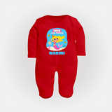 Newborn Full Sleeve Bodysuit/ Sleep Suit/ Jumpsuit for 2 Month | Customizable Full Sleeve Bodysuit/ Sleep Suit/ Jumpsuit | Ideal for Celebrations - RED - New Born (Chest 7.5")
