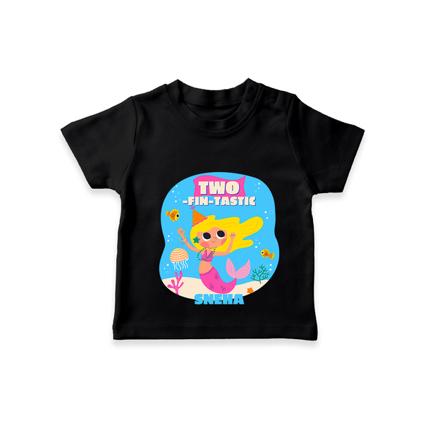 Celebrate The 2nd Birthday "Two-fin-tastic" with Personalized T-Shirt - BLACK - 1 - 2 Years Old (Chest 20")
