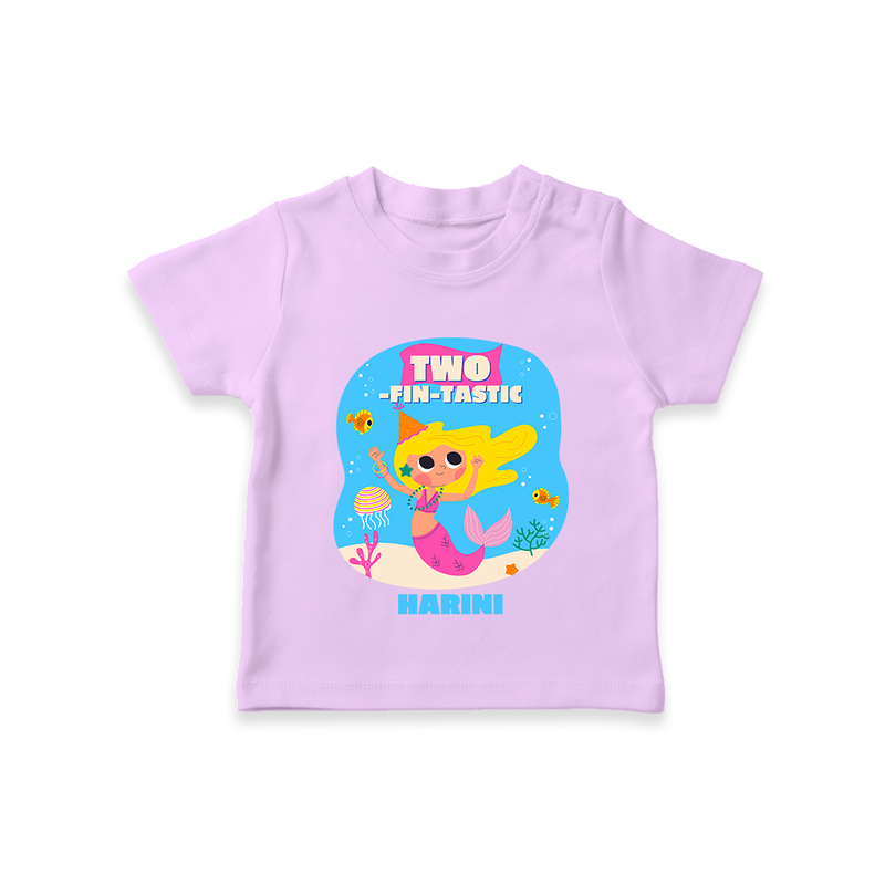 Celebrate The 2nd Birthday With Ocean Theme - Personalized Birthday T-Shirts With Customized Name - LILAC - 0-5 Months Old (Chest 17")