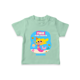 Celebrate The 2nd Birthday With Ocean Theme - Personalized Birthday T-Shirts With Customized Name - MINT GREEN - 0-5 Months Old (Chest 17")