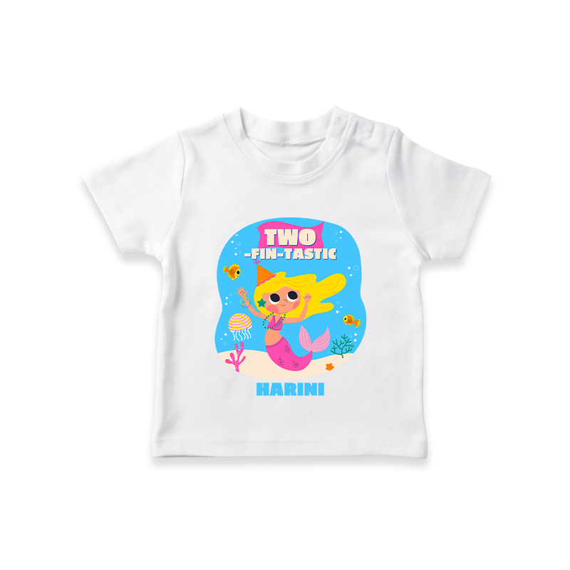 Celebrate The 2nd Birthday With Ocean Theme - Personalized Birthday T-Shirts With Customized Name - WHITE - 0-5 Months Old (Chest 17")