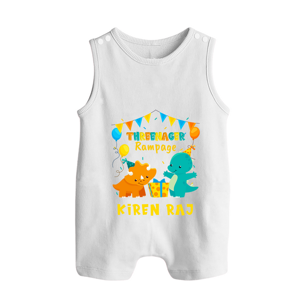 Newborn Romper Suit/ Sleeveless Romper for 3 Month | Customizable Romper Suit/ Sleeveless Romper | Ideal for Celebrations - WHITE - 0 - 5 Months Old (Chest 18")