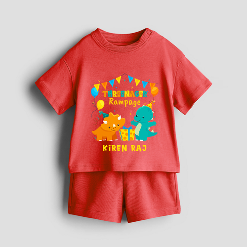 Celebrate The 3rd Birthday With Dino Theme - Personalized Birthday Co-ord With Customized Name