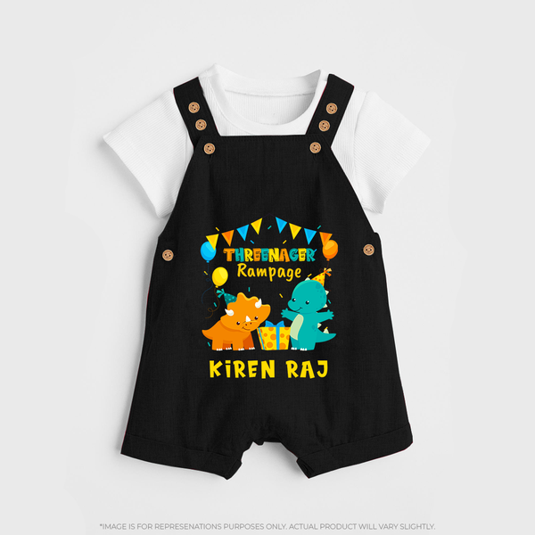 Newborn Dungaree Set for 3 Month | Customizable Dungaree Set | Ideal for Celebrations - BLACK - 0 - 5 Months Old (Chest 18")