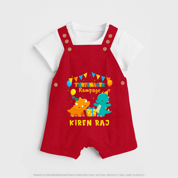 Newborn Dungaree Set for 3 Month | Customizable Dungaree Set | Ideal for Celebrations - RED - 0 - 5 Months Old (Chest 18")