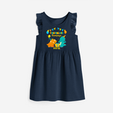 Celebrate The 3rd Birthday "Threenager Rampage" with Personalized Frock - NAVY BLUE - 0 - 6 Months Old (Chest 18")