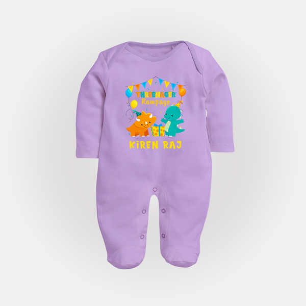 Newborn Full Sleeve Bodysuit/ Sleep Suit/ Jumpsuit for 3 Month | Customizable Full Sleeve Bodysuit/ Sleep Suit/ Jumpsuit | Ideal for Celebrations - LILAC - New Born (Chest 7.5")