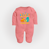 Newborn Full Sleeve Bodysuit/ Sleep Suit/ Jumpsuit for 3 Month | Customizable Full Sleeve Bodysuit/ Sleep Suit/ Jumpsuit | Ideal for Celebrations - PEACH - New Born (Chest 7.5")
