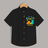 Celebrate The 3rd Birthday With Dino Theme - Personalized Birthday Shirts With Customized Name - BLACK - 0 - 6 Months Old (Chest 23")