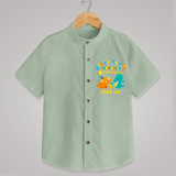 Celebrate The 3rd Birthday With Dino Theme - Personalized Birthday Shirts With Customized Name - MINT GREEN - 0 - 6 Months Old (Chest 23")