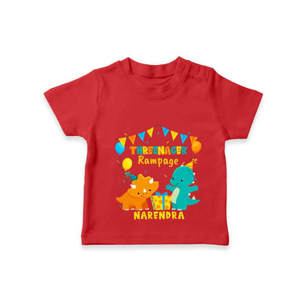 Celebrate The 3rd Birthday "Threenager Rampage" with Personalized T-Shirt - RED - 1 - 2 Years Old (Chest 20")