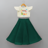 Celebrate The 3rd Birthday With Three Nagar Rampage - Personalized Birthday Crop Top And Skirt With Customized Name - BOTTLE GREEN - 6 - 9 Months Old (Chest 20" , Frock Waist 20")