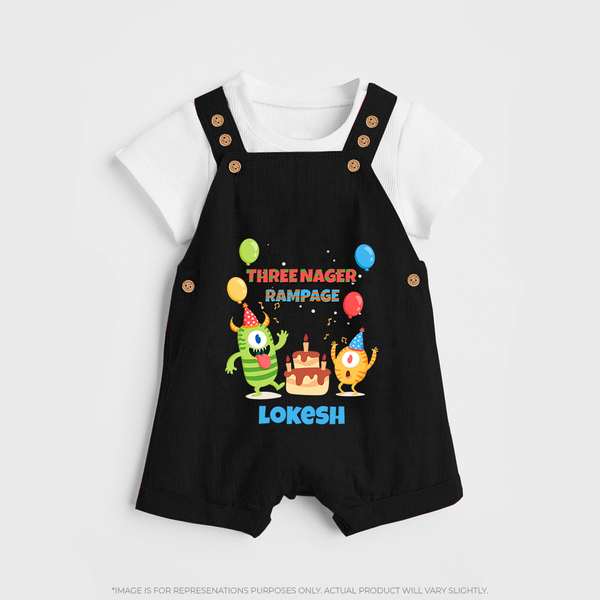 Baby Milestone Dungaree Set | Custom 3 Month Dungaree Set | Soft, Skin-Friendly Cotton - BLACK - 0 - 5 Months Old (Chest 18")