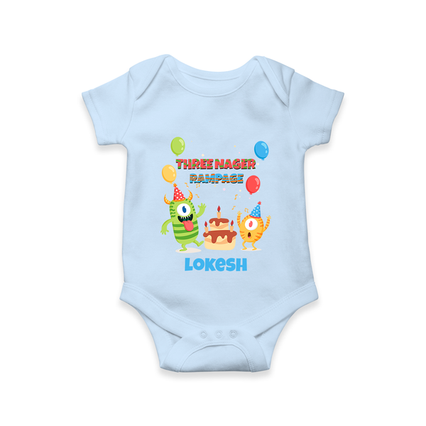 Baby Milestone Romper | Custom 3 Month Onesie | Soft, Skin-Friendly Cotton - BABY BLUE - New Born (Chest 14")