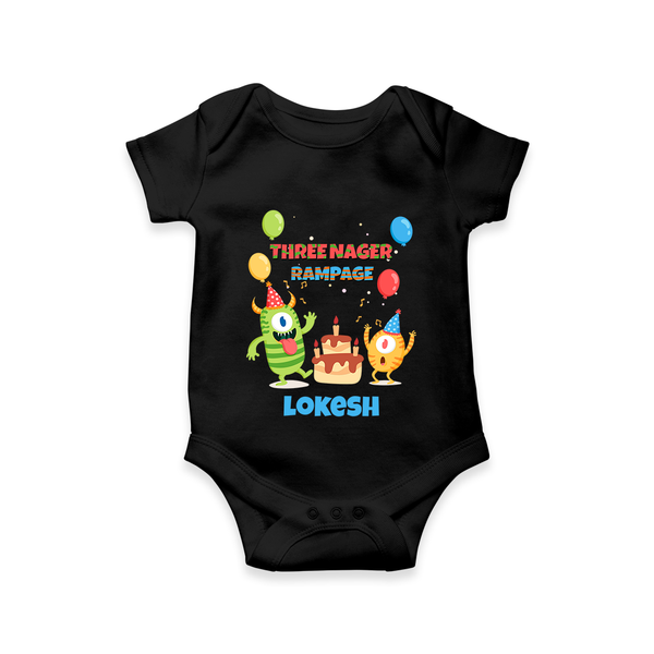 Baby Milestone Romper | Custom 3 Month Onesie | Soft, Skin-Friendly Cotton - BLACK - New Born (Chest 14")