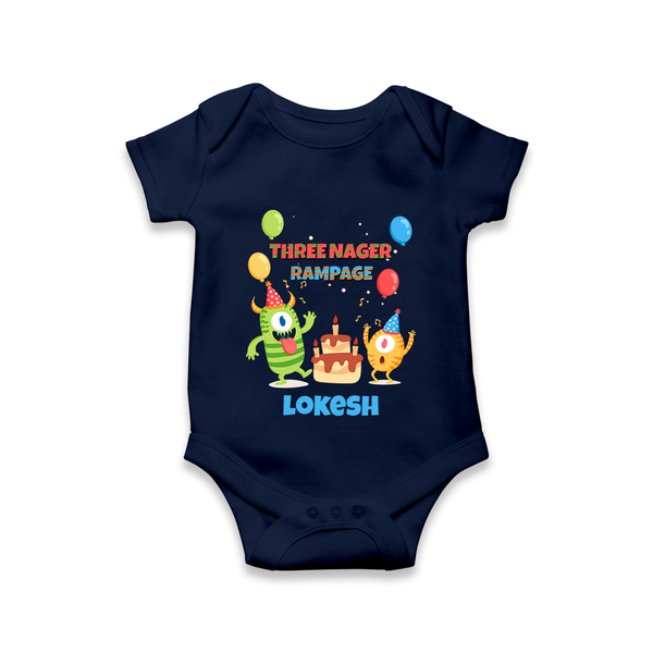 Baby Milestone Romper | Custom 3 Month Onesie | Soft, Skin-Friendly Cotton - NAVY BLUE - New Born (Chest 14")