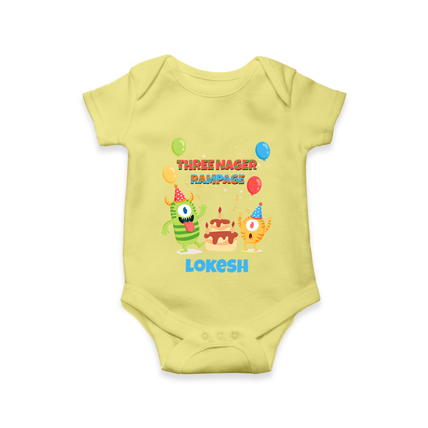 Baby Milestone Romper | Custom 3 Month Onesie | Soft, Skin-Friendly Cotton - PASTEL YELLOW - New Born (Chest 14")