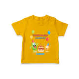 Celebrate The 3rd Birthday With Three Nagar Rampage - Personalized Birthday T-Shirts With Customized Name - CHROME YELLOW - 0-5 Months Old (Chest 17")