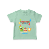 Celebrate The 3rd Birthday With Three Nagar Rampage - Personalized Birthday T-Shirts With Customized Name - MINT GREEN - 0-5 Months Old (Chest 17")