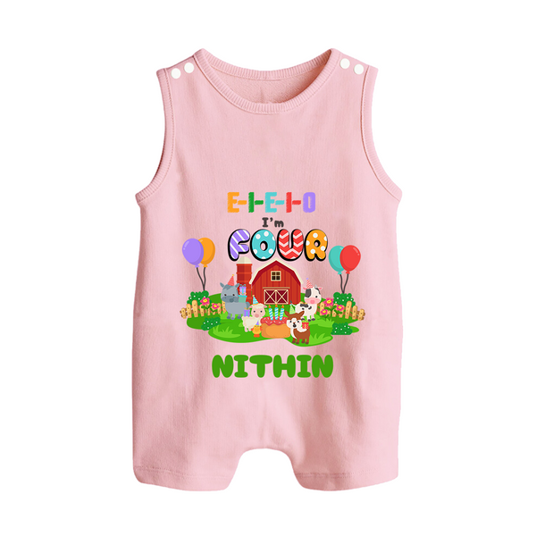Newborn Romper Suit/ Sleeveless Romper for 4 Month | Customizable Romper Suit/ Sleeveless Romper | Ideal for Celebrations - BABY PINK - 0 - 5 Months Old (Chest 18")