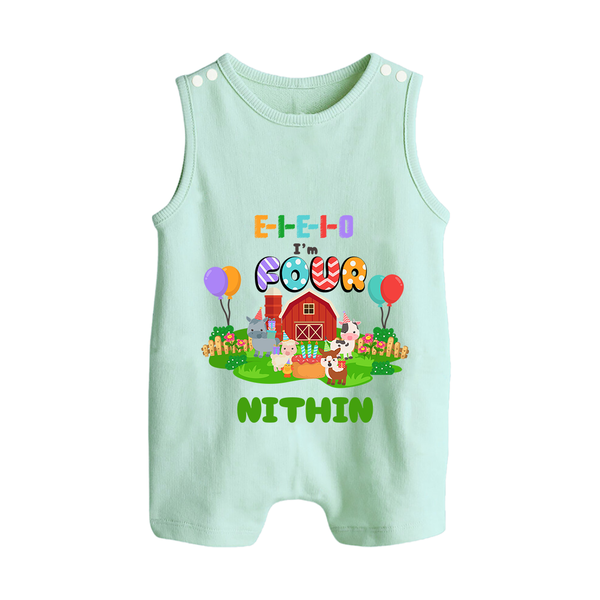 Newborn Romper Suit/ Sleeveless Romper for 4 Month | Customizable Romper Suit/ Sleeveless Romper | Ideal for Celebrations - MINT GREEN - 0 - 5 Months Old (Chest 18")