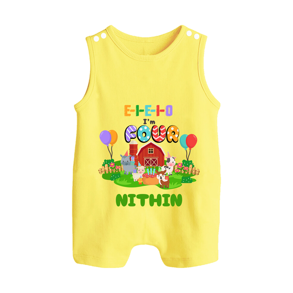 Newborn Romper Suit/ Sleeveless Romper for 4 Month | Customizable Romper Suit/ Sleeveless Romper | Ideal for Celebrations - PASTEL YELLOW - 0 - 5 Months Old (Chest 18")