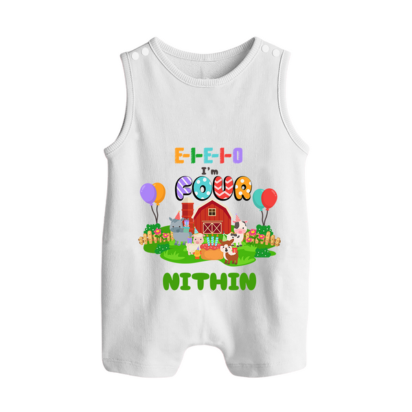 Newborn Romper Suit/ Sleeveless Romper for 4 Month | Customizable Romper Suit/ Sleeveless Romper | Ideal for Celebrations - WHITE - 0 - 5 Months Old (Chest 18")