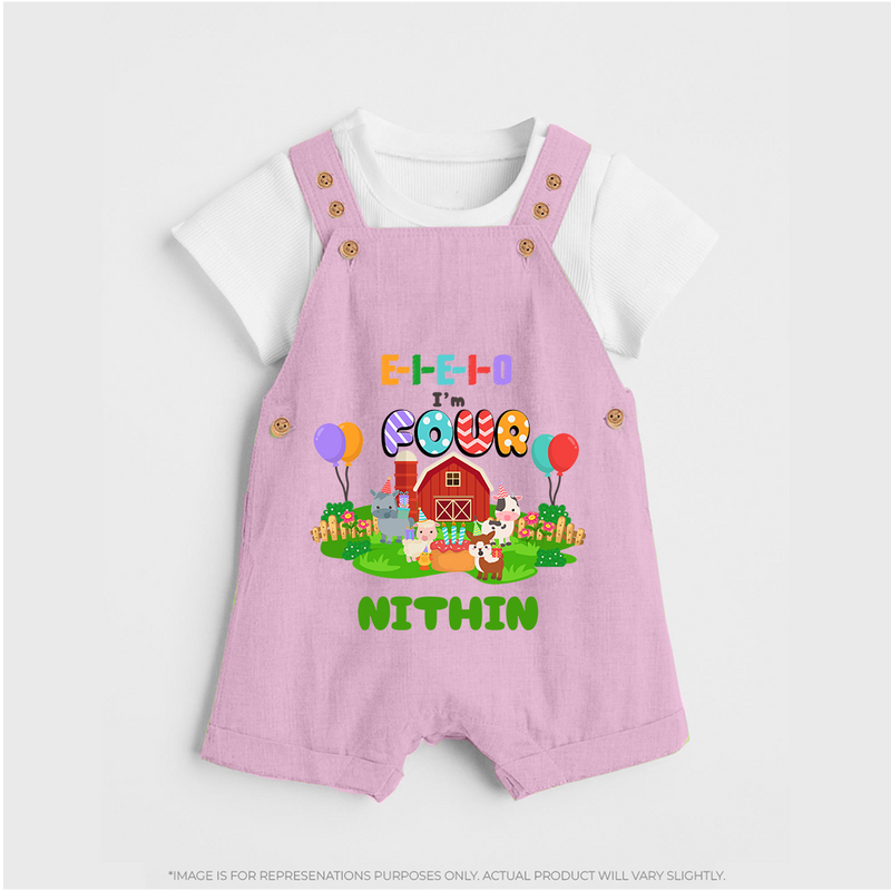 Newborn Dungaree Set for 4 Month | Customizable Dungaree Set | Ideal for Celebrations - BABY PINK - 0 - 5 Months Old (Chest 18")